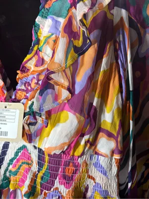 Anthropologie Multicolor Swirl-Print V-Neck Tiered Maxi Dress thumbnail 7