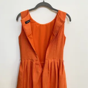 Ellen Tracy Orange Linen Blend Sleeveless Fit & Flare Dress Size‎ 2 thumbnail 7