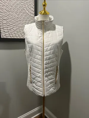 Marc New York White Quilted Gold-Zip Vest thumbnail 2