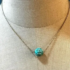 Turquoise Longevity Gold Filled Necklace Blue thumbnail 1