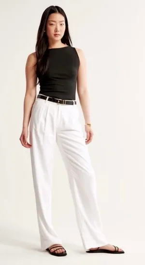 Abercrombie & Fitch White Sloane Linen Blend Pants thumbnail 1