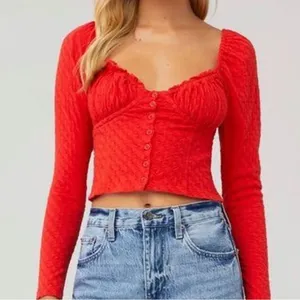 Free people long sleeve corset top thumbnail 1