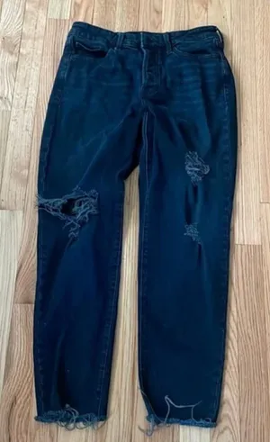 Old Navy Jeans Womens 6 Black High Rise OG Straight Distressed Casual Minimalist thumbnail 1