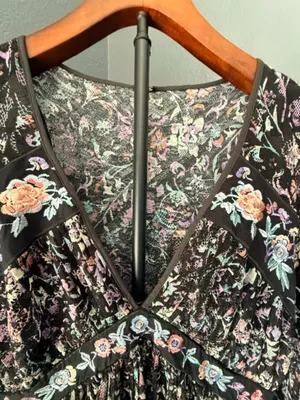 FREE PEOPLE Cherry Blossom Embroidered Lace Mini Dress Size 8 thumbnail 6