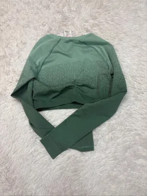 Gymshark Green Ombre Seamless Long Sleeve Crop Top thumbnail 2