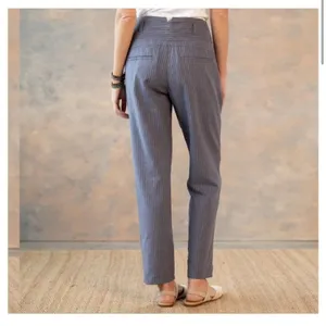 Sundance Womens Amelia linen Pant in Blue Stripe 12 $100 stripes fall casual thumbnail 2