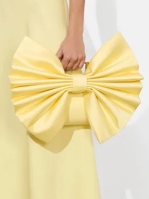Nwt Alice + Olivia Semira Bow Clutch Bag Butter Yellow thumbnail 3