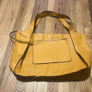 Chic Mustard Yellow Faux Leather Tote Bag | Large Shoulder Bag | Minimalist thumbnail 2