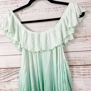 Free People Cora Lee Green and White Off the Shoulder Ombré Top, EUC, Medium thumbnail 11