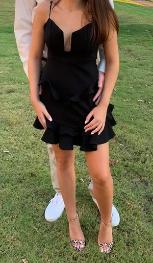 Black Ruffle Mini Dress thumbnail 1