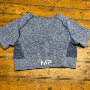 MP‎ Women Sport Crop Top Seamless Ribbed Heathered Blue Size L Gym Workout thumbnail 4