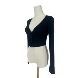 Alo Yoga Ribbed Cropped Whisper Cardigan Black Button Front XS thumbnail 6