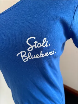 Bella Royal Blue V-Neck Short Sleeve Tee with White Script Stoli Blueberi thumbnail 4