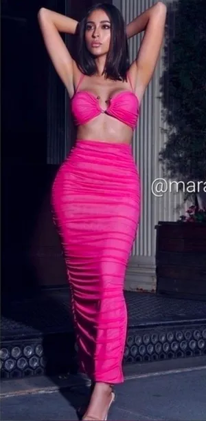 Miss Circle Pink Ruch Maxi Skirt thumbnail 1