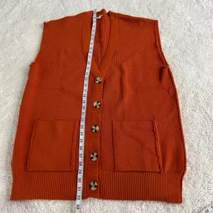 Free People Womens Orange Oversized Sweater Vest Sz M Boho Indie Tomato Granola thumbnail 3