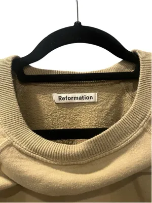 Reformation Hunter Cropped Raglan Sweatshirt Green Size Med Soft Fleece Lounge thumbnail 6