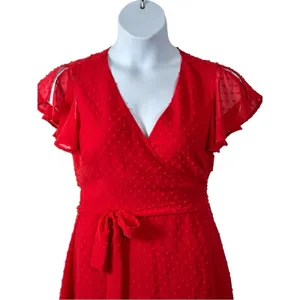 Lulus Much to Celebrate Red Swiss Dot Wrap Dress Large thumbnail 5