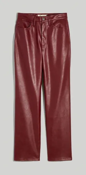 Madewell Perfect Vintage Straight Leg Jean Faux Leather Dark Red Size 26 thumbnail 1