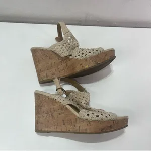 Mudd Women 9M Y2K Espadrille Crochet Wedge Platform Shoes Open Toe Bohemian thumbnail 4