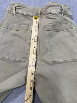 Zara Wide Leg Jeans Size USA 8 Khaki Frayed Hem thumbnail 5