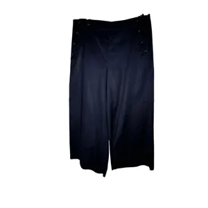 Ann Taylor Navy Blue Linen Blend Sailor Wide Leg Cropped Pants Size 8 thumbnail 7