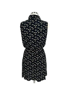 Favolook Cat Print Sleeveless Collared Shirt Dress Black Size Medium Mod Preppy thumbnail 8