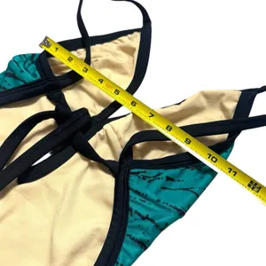 Stüssy NEW RARE Green‎ Black Bow Open Back One Piece Swimsuit Vacation Beach S thumbnail 11