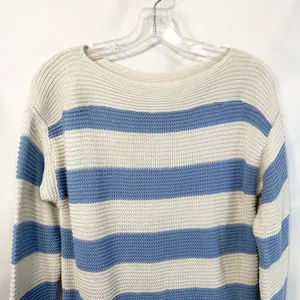 Lauren Ralph Lauren XL Sweater Blue White Striped Nautical Cotton Boat Neck 1354 thumbnail 3