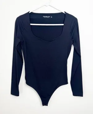 Abercrombie & Fitch Soft AF Black Long Sleeve Bodysuit Size Small thumbnail 1