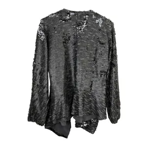 Free People Jacket Womens Large Gray Sequin Open Front Draped Long Sleeve Party thumbnail 6