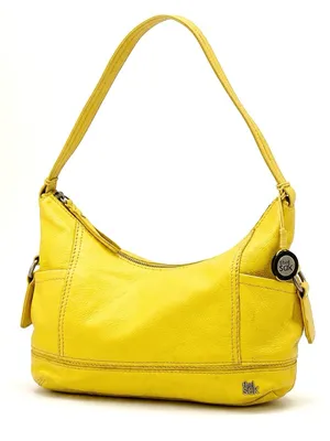 The Sak Kendra Hobo Shoulder Bag Mustard Yellow Leather Slouchy Zip Pocket Purse thumbnail 1