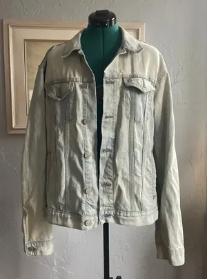 GAP Denim Gap 4 Good Bleached Jean Jacket Summer Festival Beach Indie Burnout L thumbnail 1