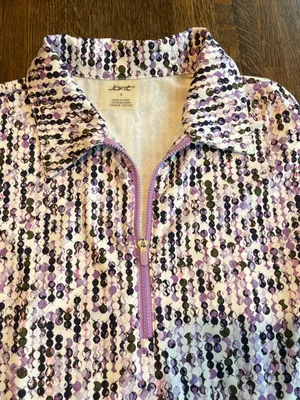 Jofit Quarter 1/4 Zip Golf Active Shirt Purple Pattern Sporty - Size S thumbnail 5