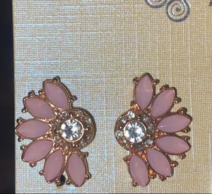 pink flowered earrings thumbnail 2