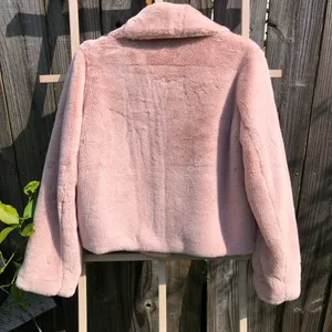 EXPRESS Blush Pink Super soft faux fur jacket M thumbnail 5