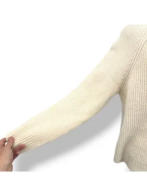 Bobeau Cream Beige Ribbed Knit Pullover Sweater Size Large Quiet Luxury thumbnail 5