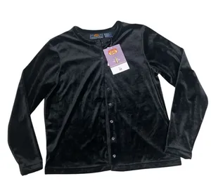 Vtg 90s Route 66 Black Velvet Button Up Cardigan thumbnail 1