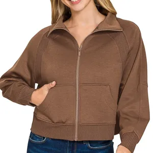 Zenana Scuba Full Zip Cropped‎ Jacket with Pockets thumbnail 1