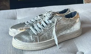 P448 Gold Silver Metallic Sneakers Size 37 thumbnail 1