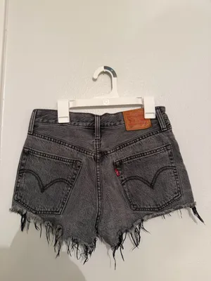 Levi’s 501 Black Distressed Denim Shorts thumbnail 3