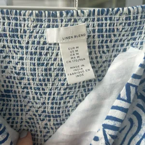Linen Blend Blue and white midi dress thumbnail 3