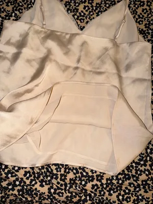 Express Size Small Beige Satin Camisole Tank Top Lace Trim Adjustable Straps thumbnail 5
