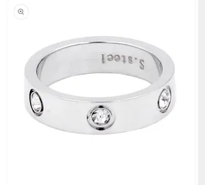 Stone Embellished Stainless Steel Band Ring thumbnail 2