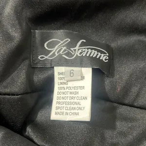 LA FEMME Plunge Neck A-line black high front slit Gown thumbnail 11