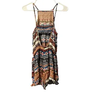 american eagle Size Small romper Spaghetti Straps Colorful‎ Boho Peasant Beach thumbnail 2