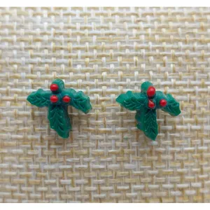 Cute Lot of 3 CHRISTMAS Earrings Dangle Ornament Holly Studs and Wreaths & Bows thumbnail 7