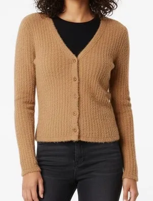 Hollister Camel Brown Fuzzy Soft Cardigan Sweater Small Cozy‎ Soft thumbnail 1
