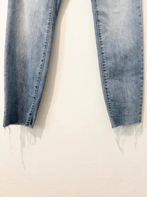 Judy Blue Jeans Size 25 Blue Mid Rise Relaxed Fit‎ Raw Hem Denim Grunge Indie thumbnail 3