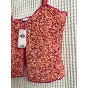 American Eagle Cropped Sleeveless Pink Floral Top Medium NE thumbnail 5