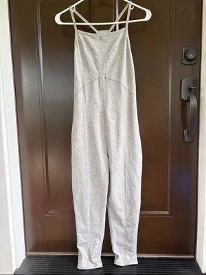 EUC Free People Movement Ashford Side to Side Performance Jumpsuit Grey Large thumbnail 6